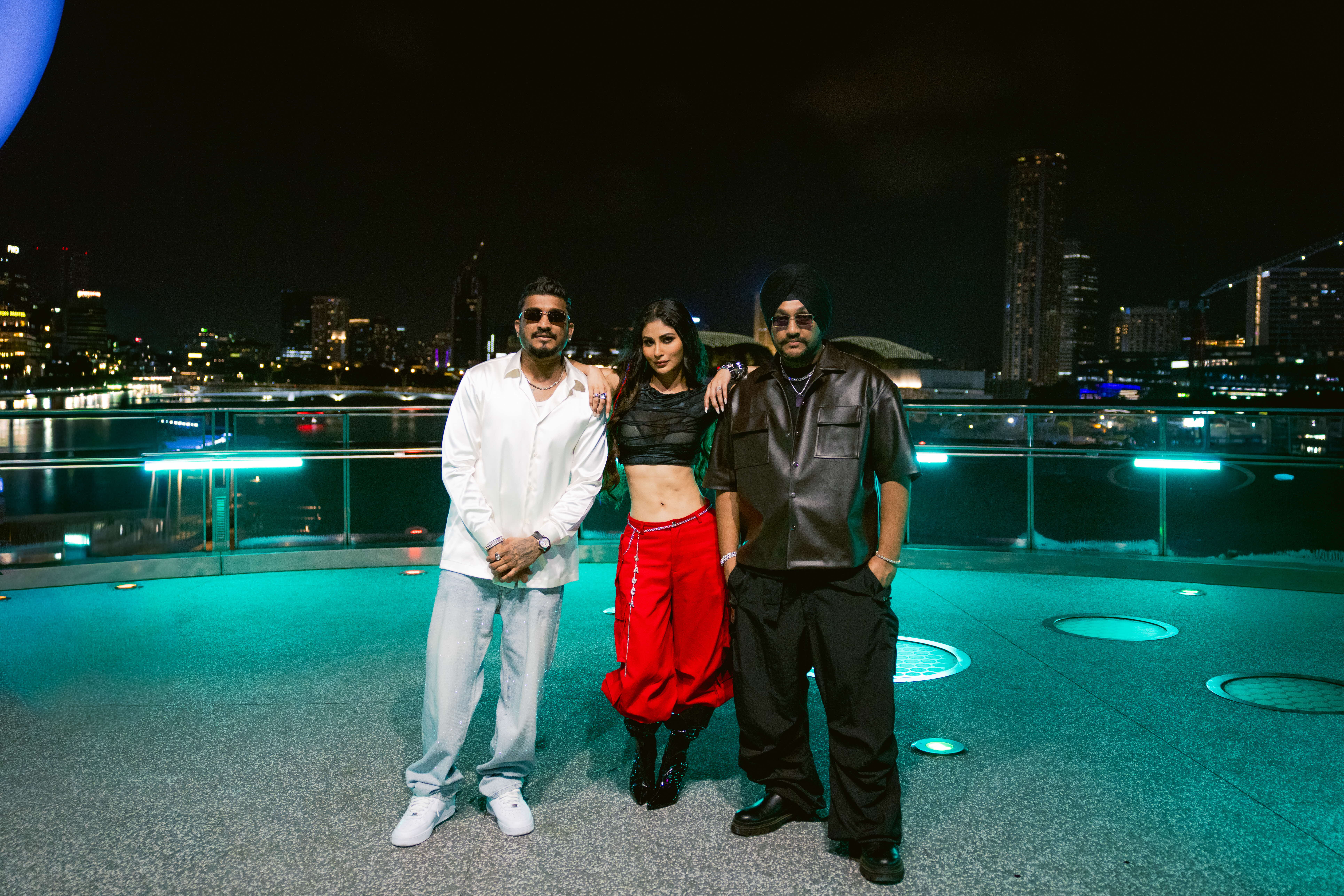 image of celebrities DIVINE and Mouni Roy and Riar Saab